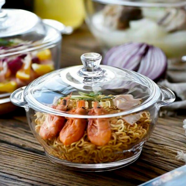 1000ML Casserole Glass Serving Bowl With Top LID - Image 3
