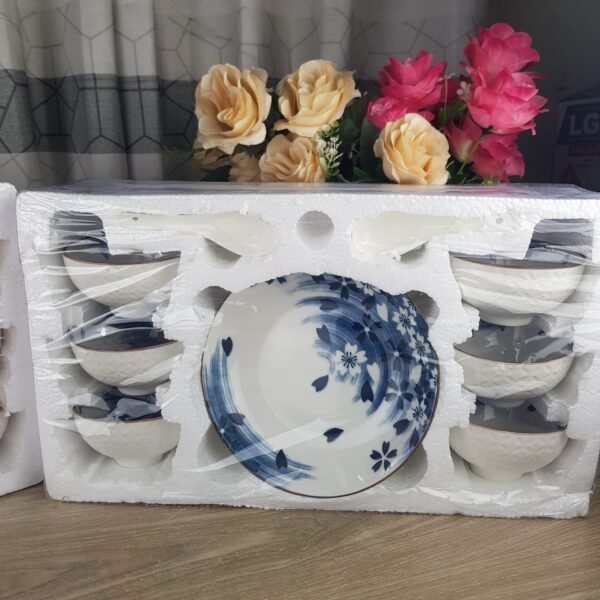 13 Pcs Ceramic Soup Bati Set blue - Image 3