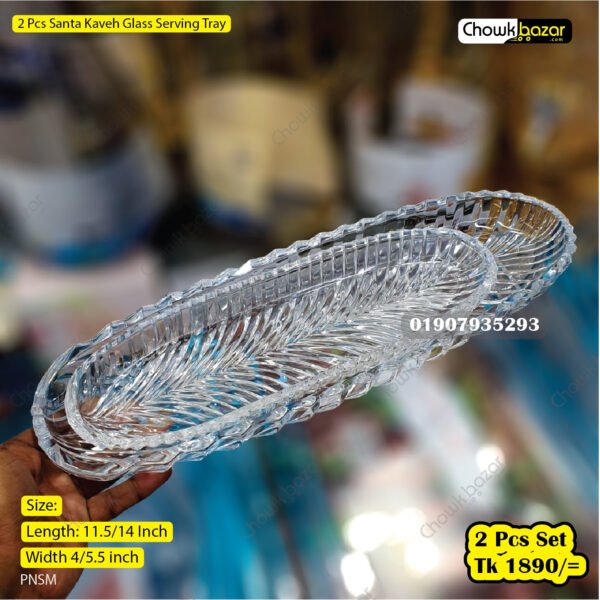 2 Pcs Glass kabab/fruits/saslik serving trey - Image 1