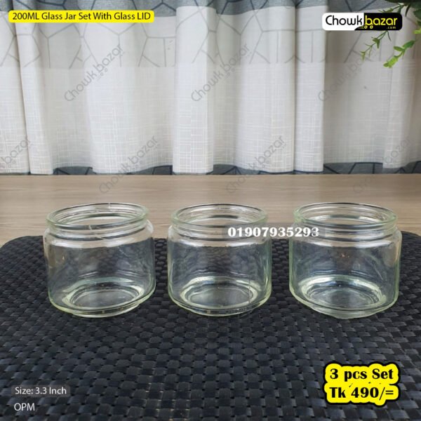 200ML Glass Jar Set With Glass LID - Image 1