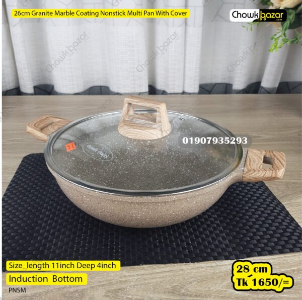 28cm Granite  Marble Coating Nonstick Multi Pan With Cover - Image 1