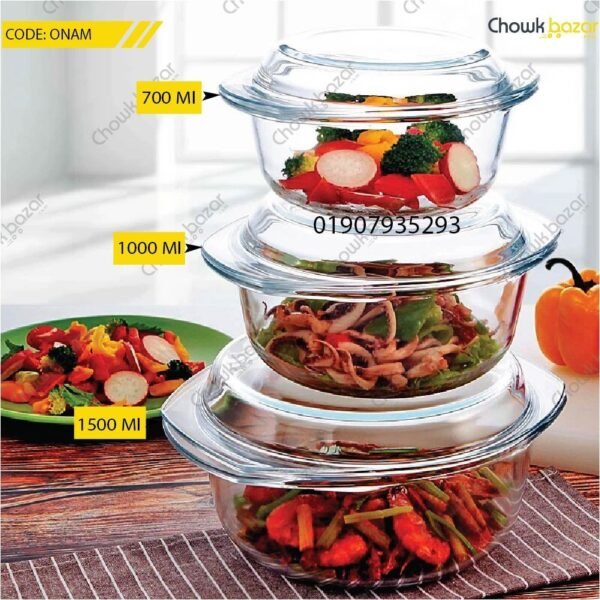 SERVING DISH- Oven proof 3 pcs set Round(ML) - Image 1