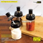 3 Pcs Airtight Glass Jar Set With Spoon