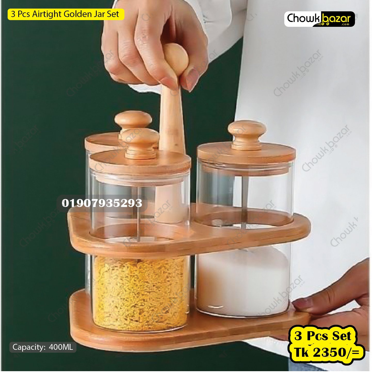 3-Pcs-Airtight-Golden-Jar-Set.jpg 3 Pcs Airtight Golden Jar Set - Image 1