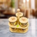 3 Pcs Glass jar With Wooden Moving Stand - Image 2