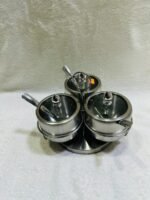 4 Pcs Stainless Steel Golden Spice Jar with Revolving Stand - Image 2