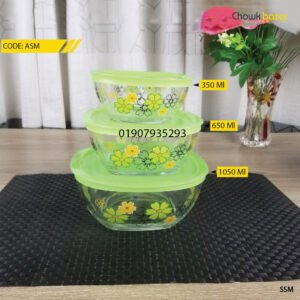 3 Pcs airtight glass bati set with lid