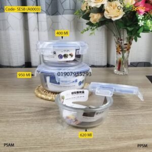 3 Pcs glass bati set with lid- SESB (A0003)