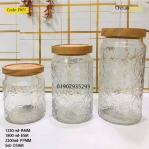 3 Pcs glass food container set with lid- FKFC
