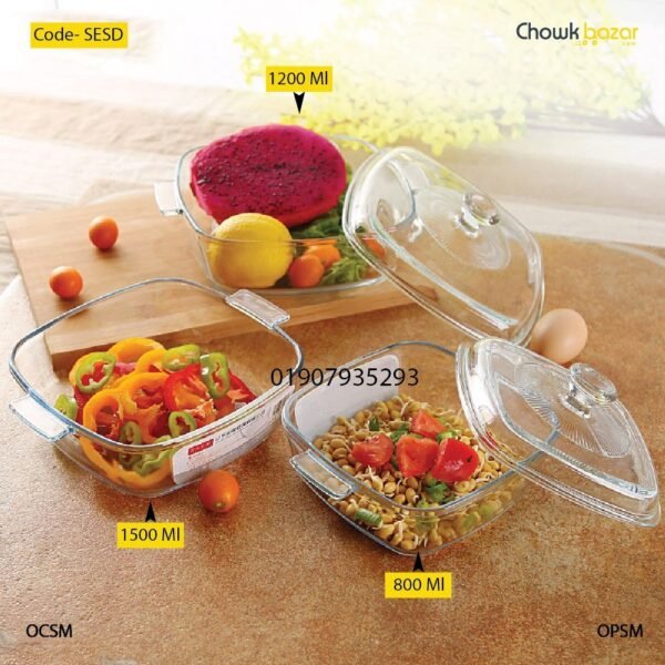 3pcs oven Square Serving dish with lid NSD029 - Image 1