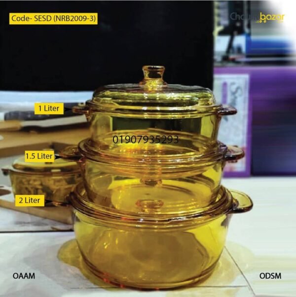 3 Pcs serving casserole set with lid- (NRB2009-3) - Image 1