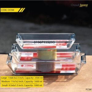 3 Piece Tempered Glass Rectangular Casserole Set
