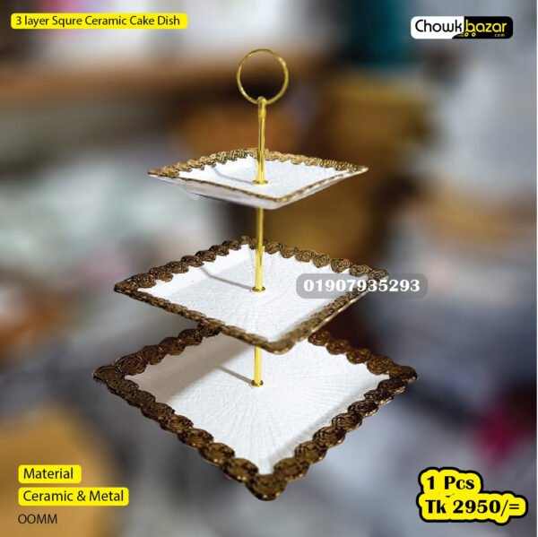 3 layer Round Ceramic Cake Dish - Image 1