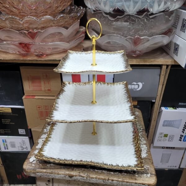 3 layer Round Ceramic Cake Dish - Image 2