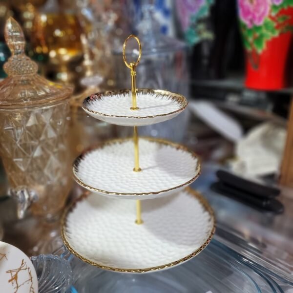 3 layer Round Ceramic Cake Dish - Image 2