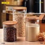 3pcs glass jar with wooden lid- AH
