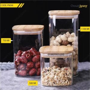 3pcs Glass jar with wooden lid