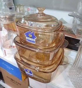 Fuzing Square Serving dish 3pcs set (Golden)