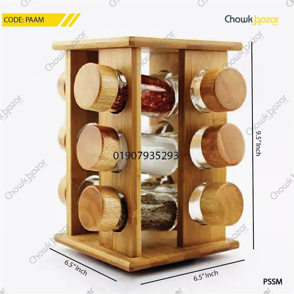 360-Degree-Wooden-12-Pcs-Spice-Rack-Set-Square.jpg 360 Degree Wooden 12 Pcs Spice Rack Set Square - Image 1