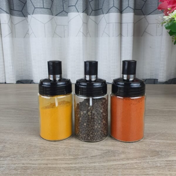 3 Pcs Airtight Glass Jar Set With Spoon - Image 2