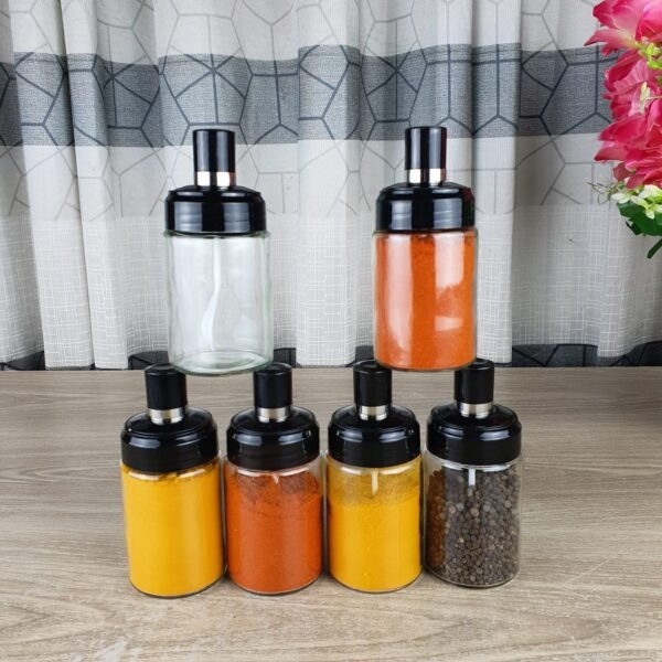 3 Pcs Airtight Glass Jar Set With Spoon - Image 3