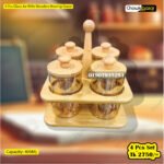 4 Pcs Glass ajar With Wooden Moving Stand