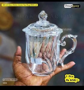 385ml Glass water mug with lid