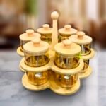 6 Pcs Glass Jar With Wooden Moving Stand - Image 2