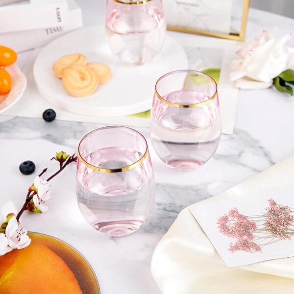 6 Pcs Pink Crystal Tumblers Water Glass Set - Image 2