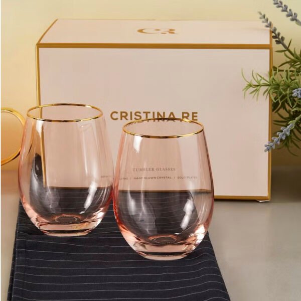 6 Pcs Pink Crystal Tumblers Water Glass Set - Image 3