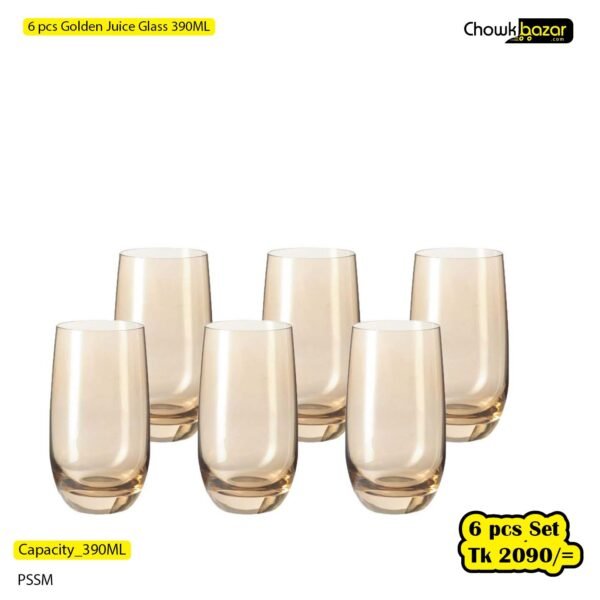 6 pcs Golden Juice Glass 390ML - Image 1