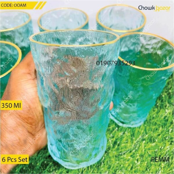 6pcs Goldrim color water glass 350ml - Image 1