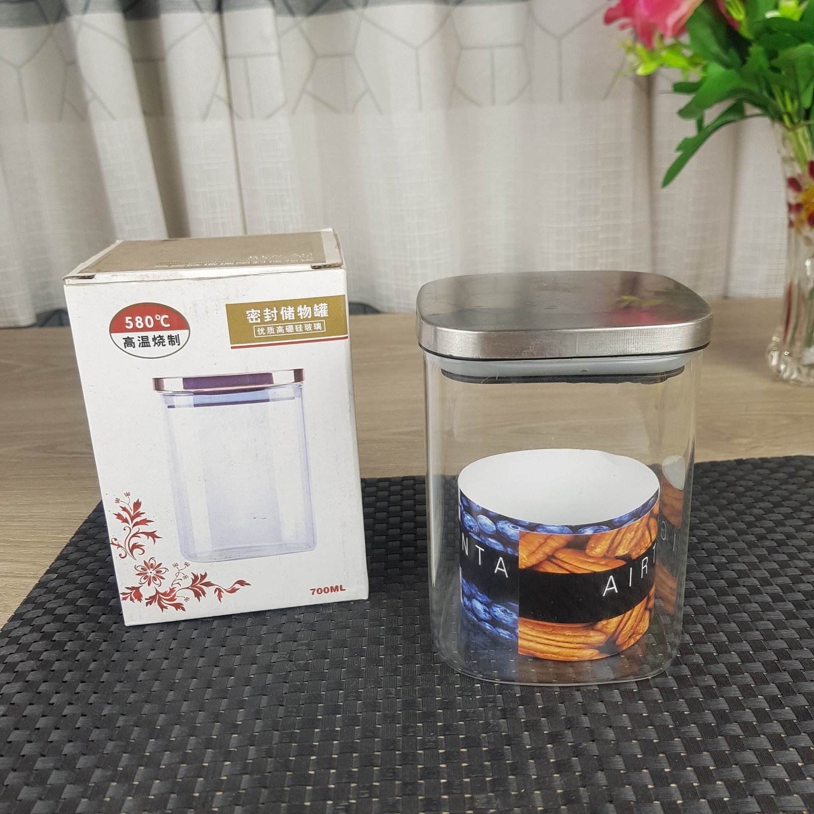 700ml-Airtight-glass-jar-steel-lid-500tk.jpg 700ml square glass jar steel lid - Image 1