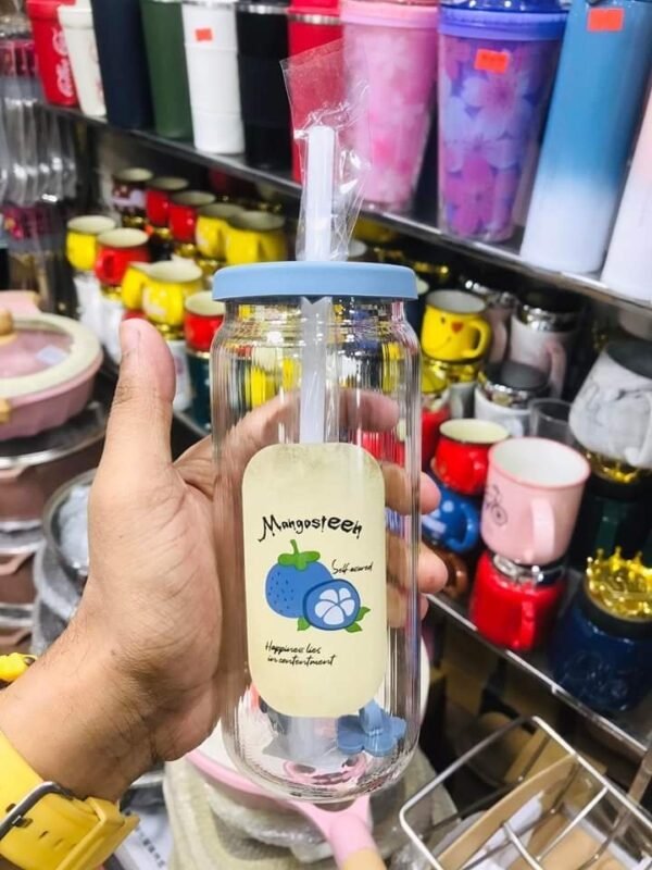 Glass juice mug with straw- TCMG - Image 2