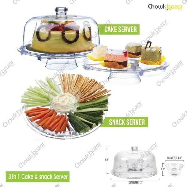 Acrylic cake serving dish- 3 in 1 - Image 2