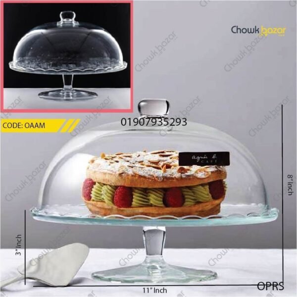 Cake Stand With Iid Clear Glass - Image 1