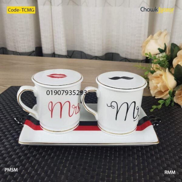 Ceramic coffee mug with tray 5 pcs set- TCMG - Image 1