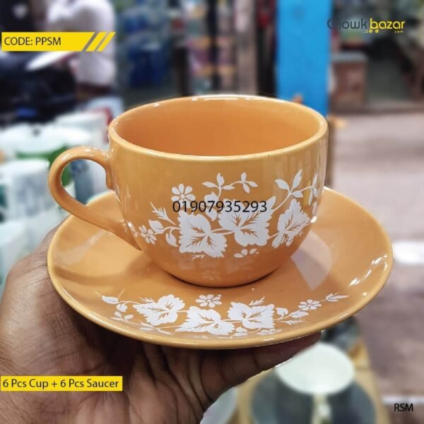 Ceramic cup set with saucer - Image 1