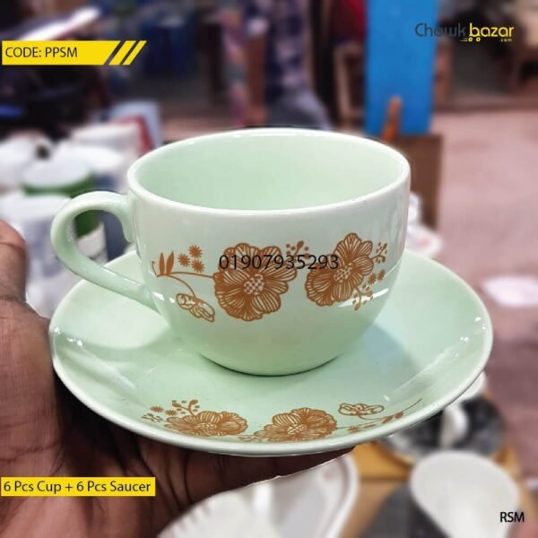 Ceramic cup set with saucer - Image 1