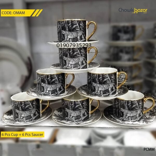 Ceramic cup set with saucer - Image 1