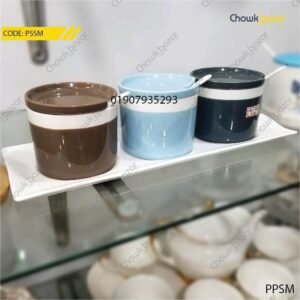 Ceramic spice jae set with lid and tray