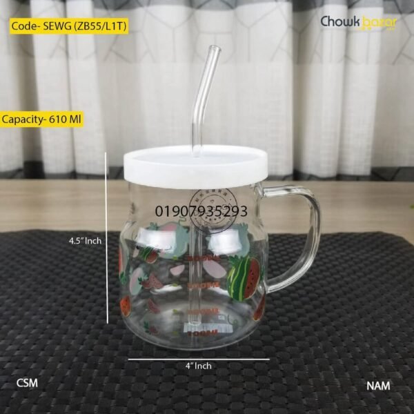 Delisoga juice mug with lid and straw 610 ml- SEWG (ZB55-L1T) - Image 1