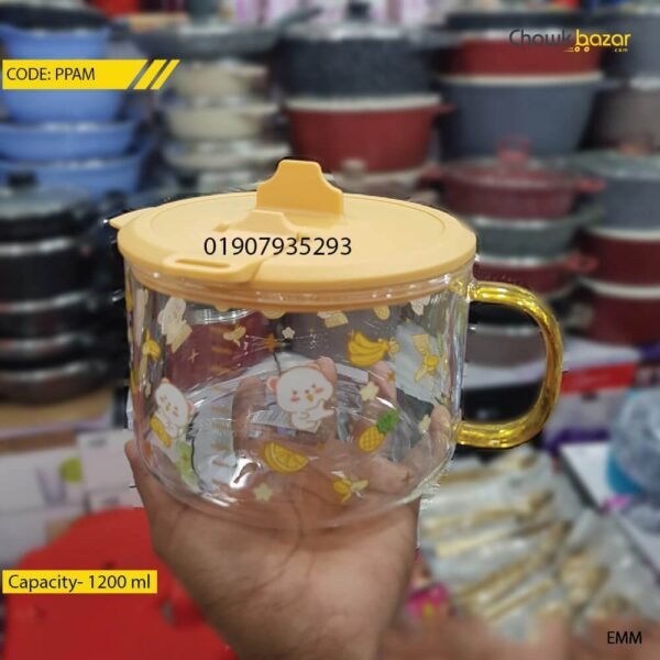 Fire prof measuring mug with lid- 1200 ml - Image 1