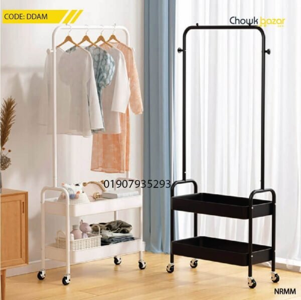 Freestanding Garment Rack with 2-Tier Shelves - Image 1