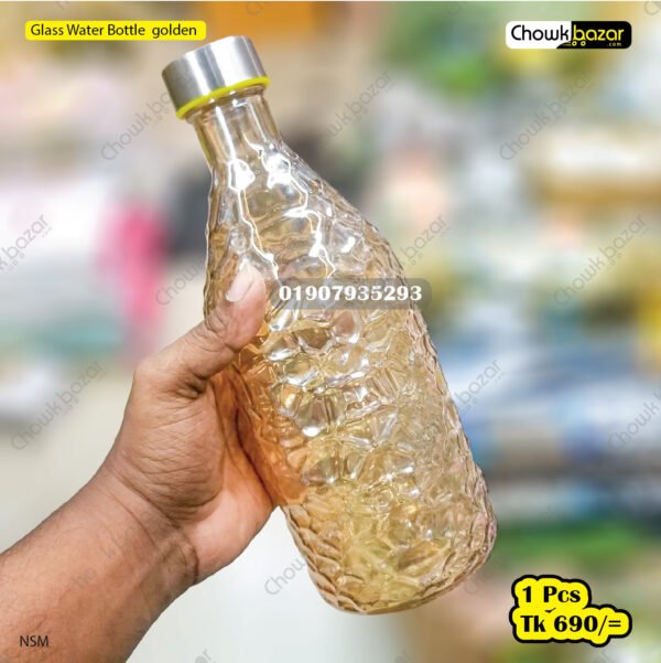 Glass Water Bottle Golden - Image 1
