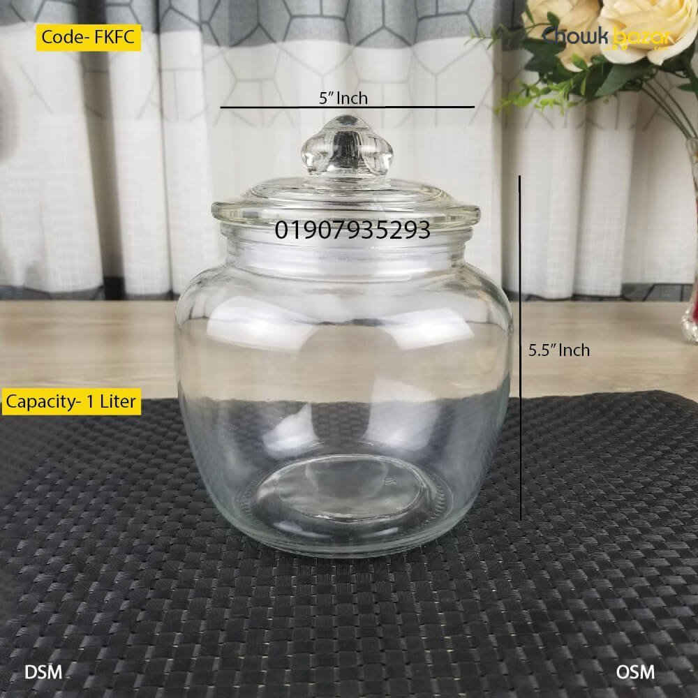 Glass-food-container-1-liter-FKFC.jpg Glass food container 1 liter- FKFC - Image 1