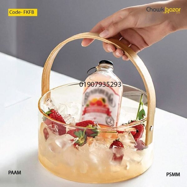 Glass fruit basket with wooden handle- FKFB - Image 1