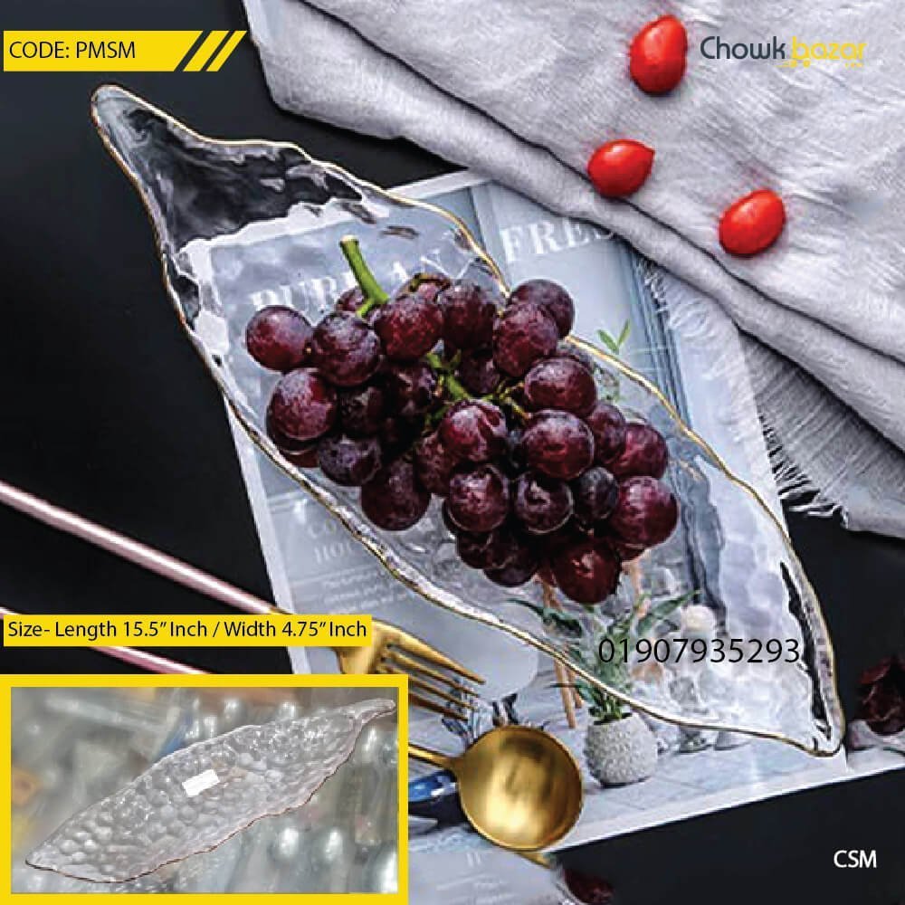 Glass-gold-rim-border-fruit-plate.jpg Glass gold rim border fruit plate - Image 1
