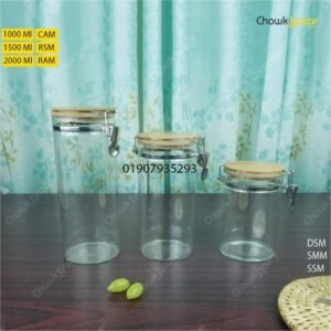 Glass jar with wooden lid