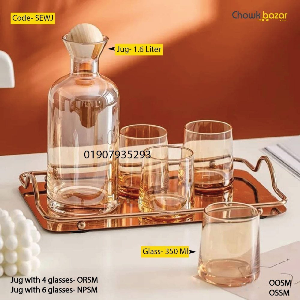 Glass-juice-jug-with-glass-set-SEWJ.jpg Glass juice jug with glass set- SEWJ - Image 1
